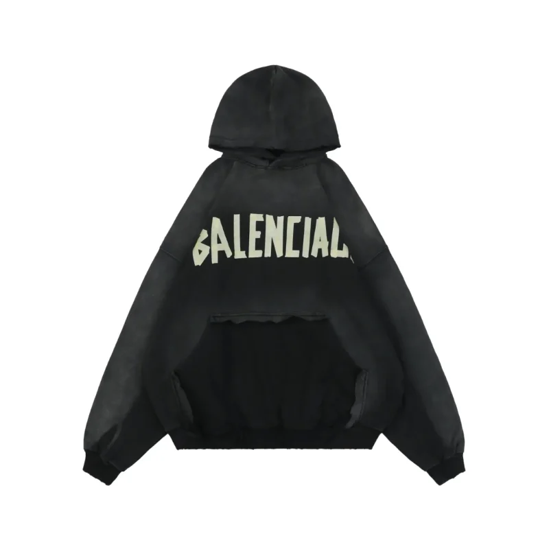 Yellow Tape Print Hoodie