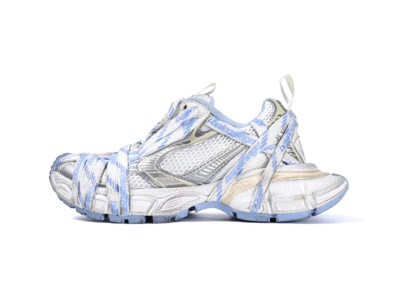 3XL Extreme Laces Logo Sneaker "White Off-White Light Blue"