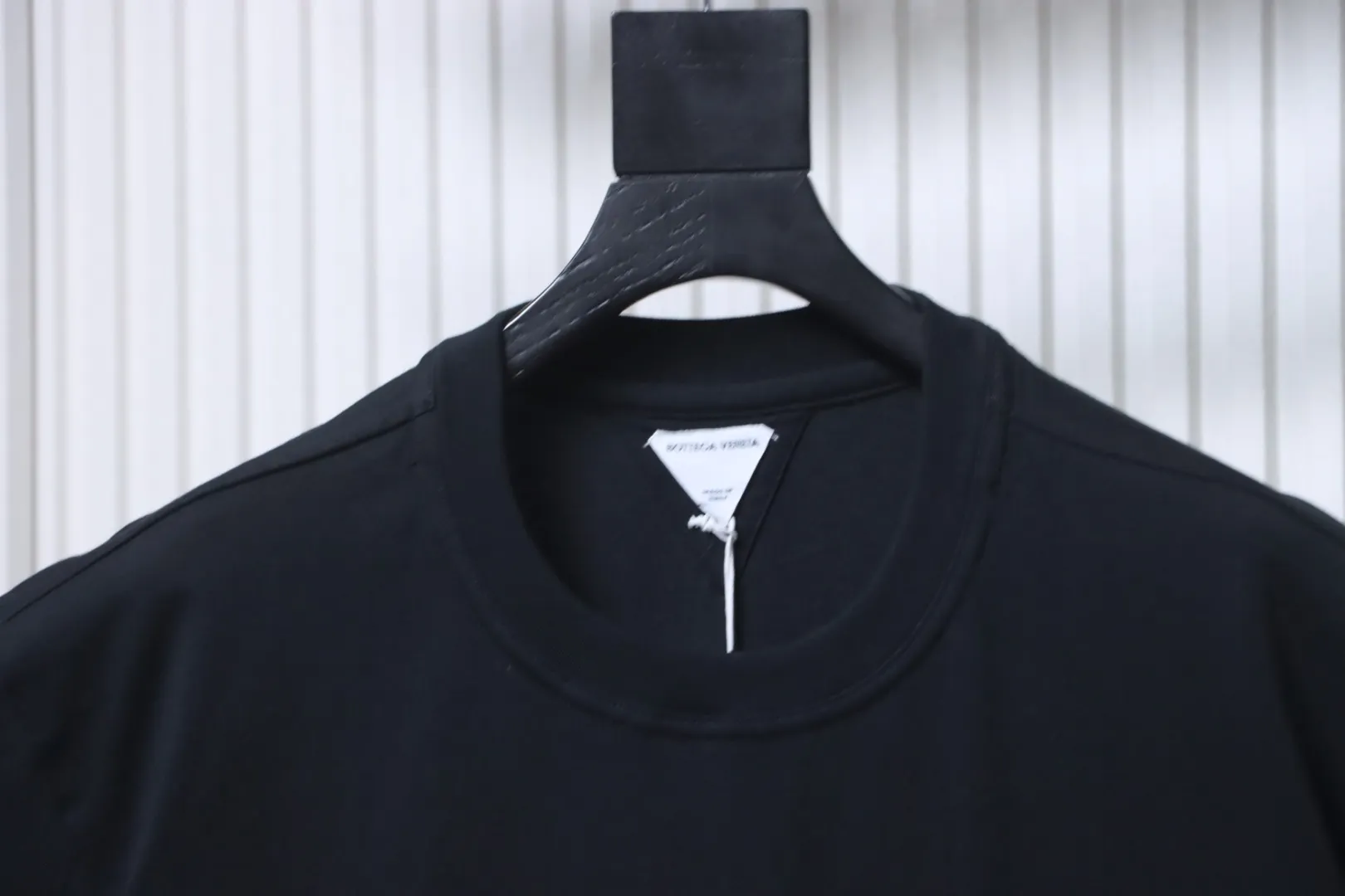 BV Pocket Leather Knit Short-Sleeve T-Shirt - Collar