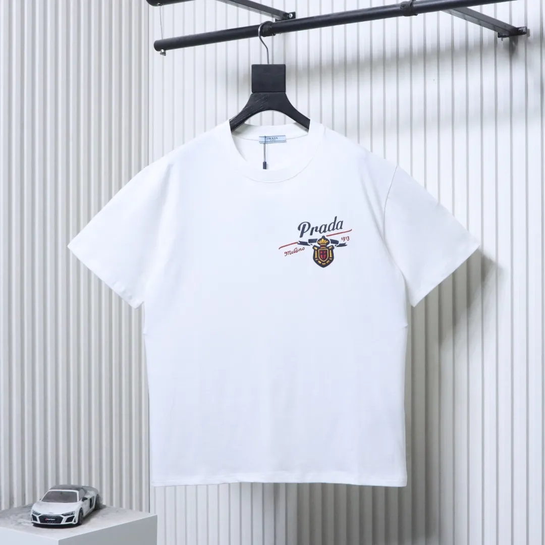 Badge Logo Embroidered Short Sleeve T-Shirt - Front View White
