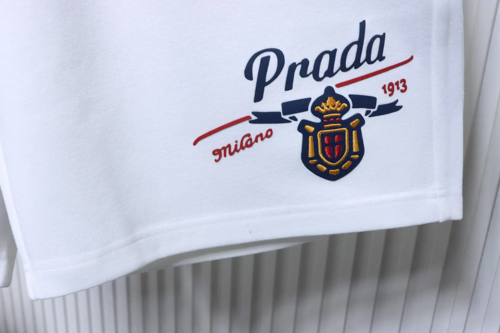 Badge and Letter Embroidered Knit Shorts - Bottom Hem