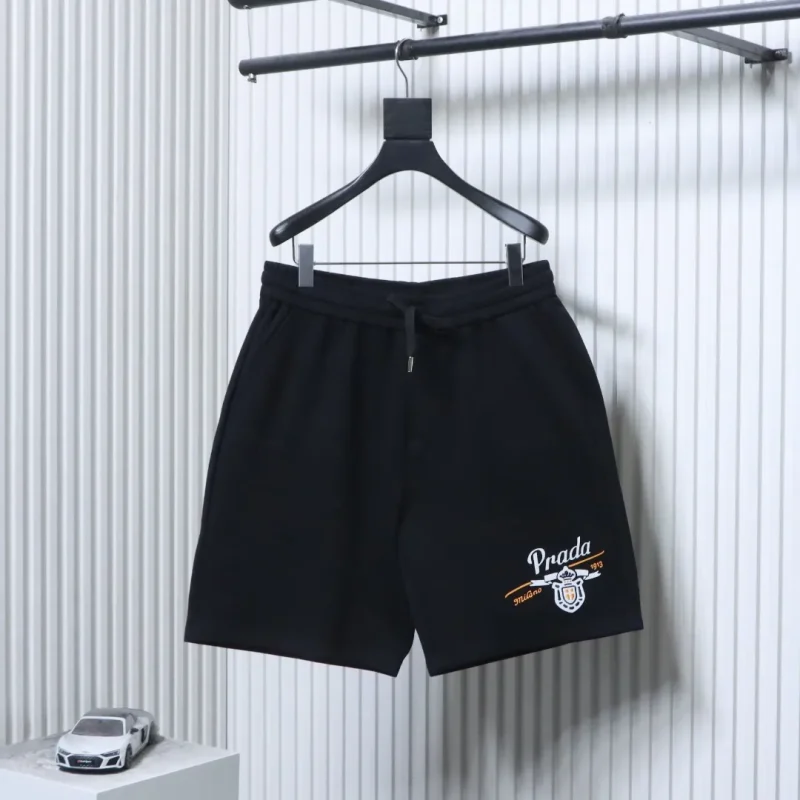 Badge and Letter Embroidered Knit Shorts
