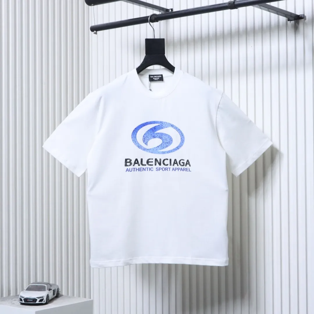 Blue Crack Logo T-Shirt - Front View White