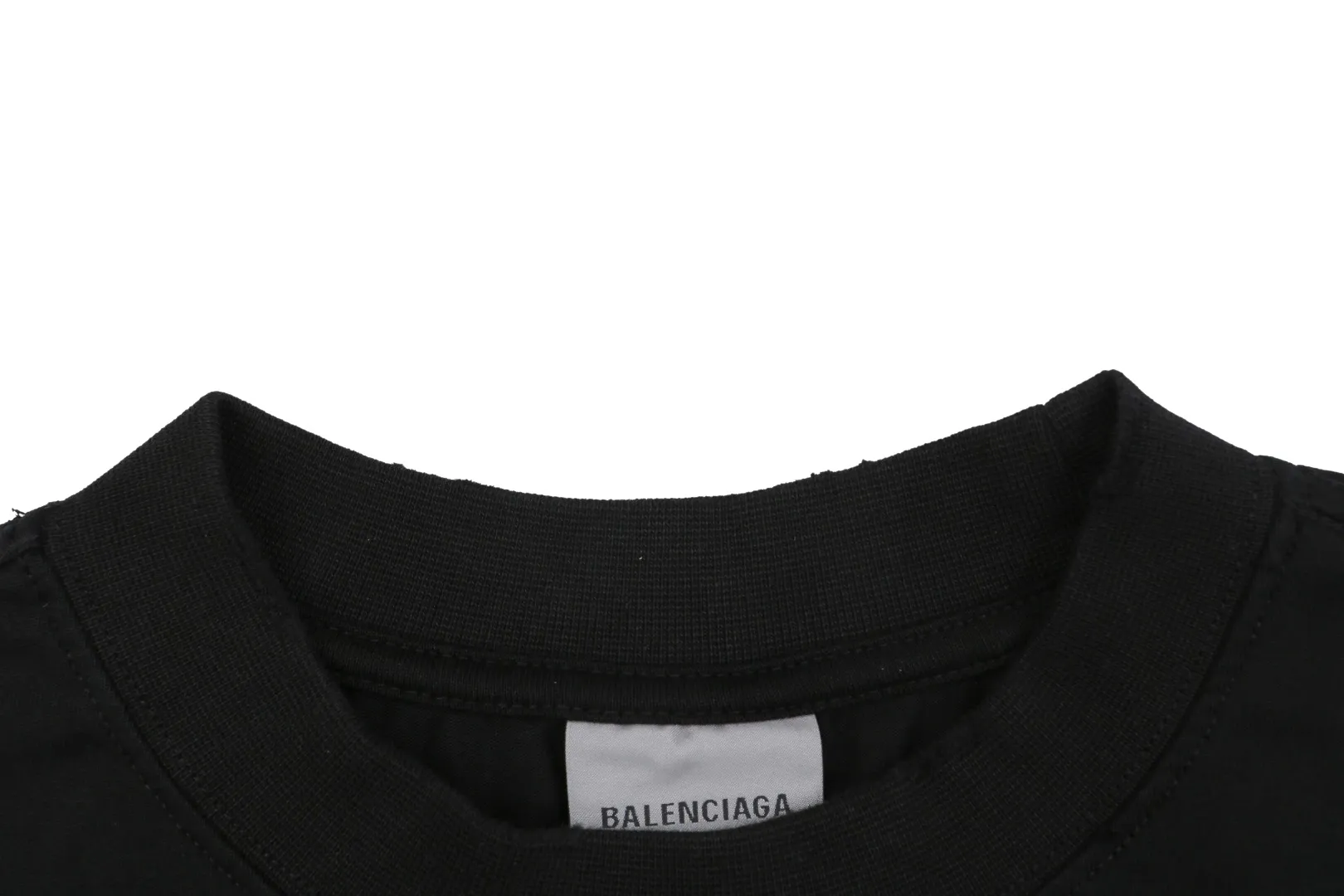 Blurred Tape Logo Oversized T-Shirt - Close-up Neckline