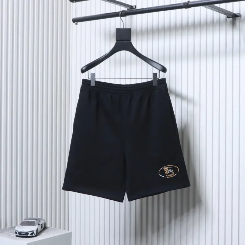 Check Circle Horse Embroidered Cotton Shorts