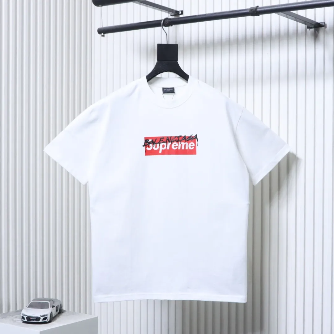 Collaboration Logo Print T-Shirt - Front View White