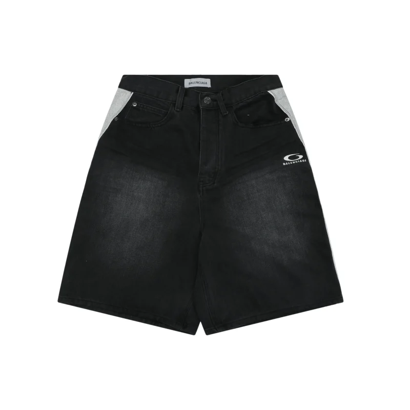 Contrast Panel Denim Shorts
