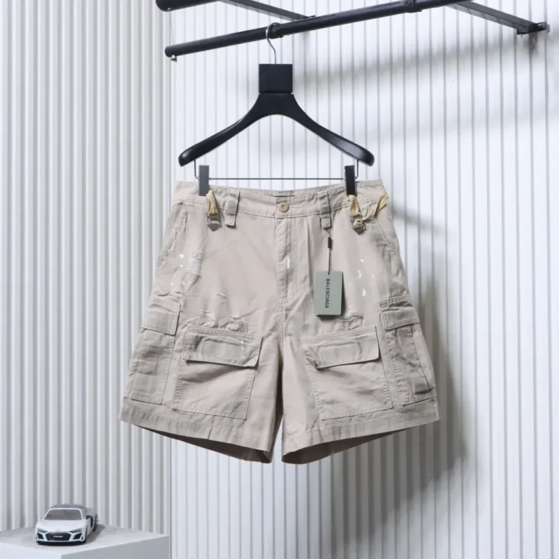 Dirty Check Cargo Denim Shorts