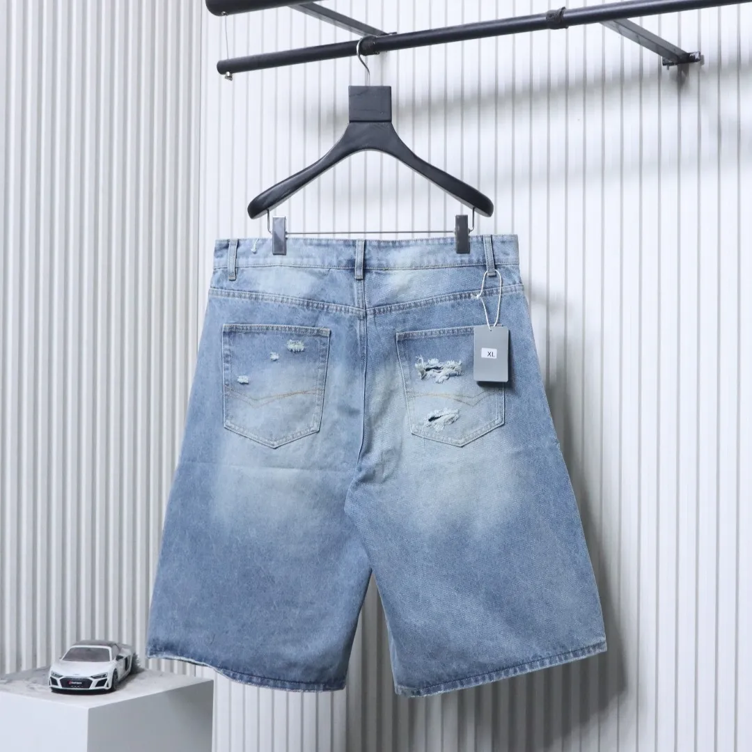 Distressed Denim Shorts - Rear View Balenciaga Rear View