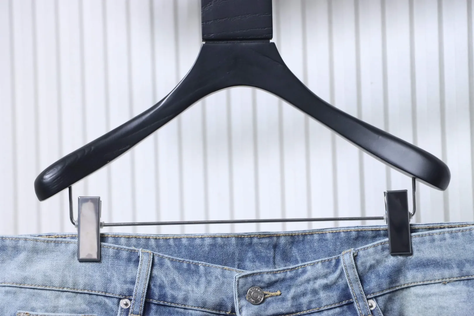 Distressed Denim Shorts - Waistline Balenciaga Waistline