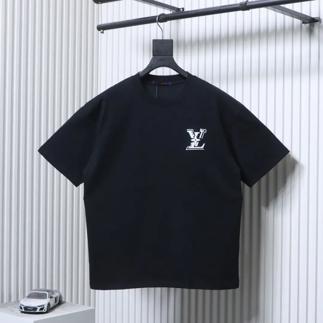 Embroidered Logo Short Sleeve T-Shirt - Front View Black