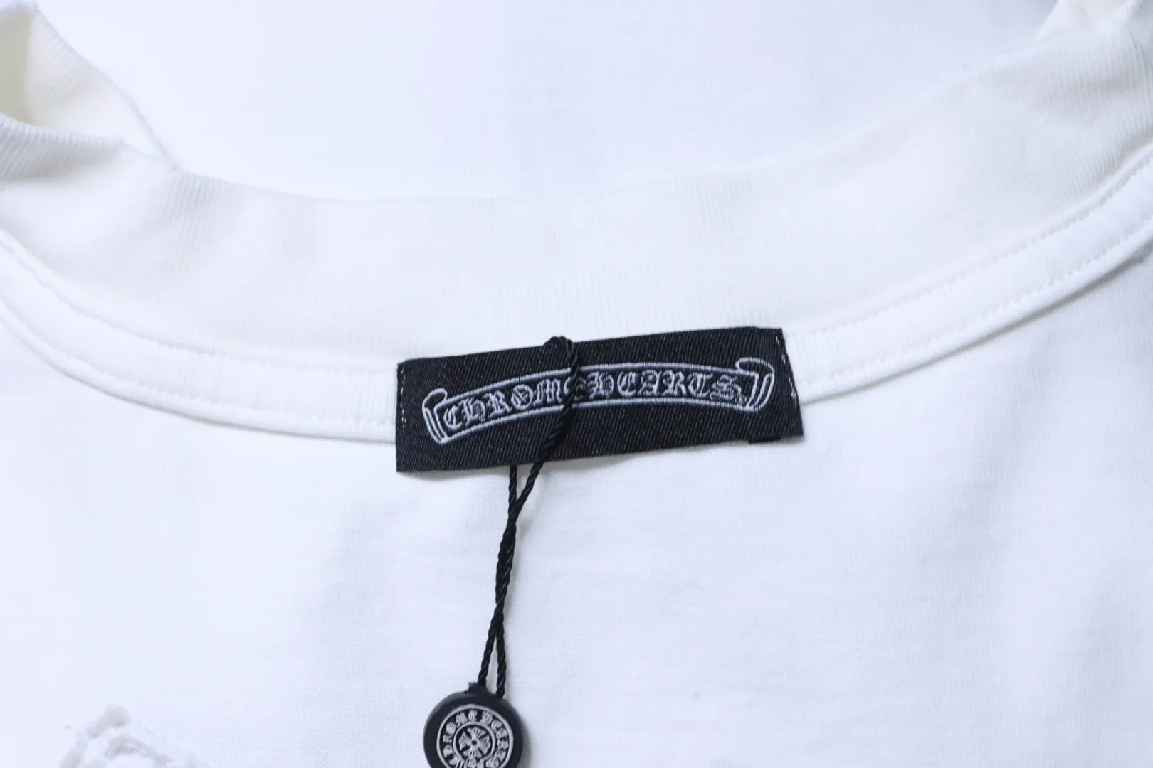Floral Appliqué Embroidered T-Shirt - Brand Label