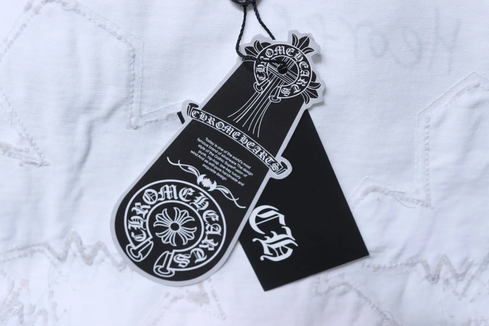 Floral Appliqué Embroidered T-Shirt - Hangtag