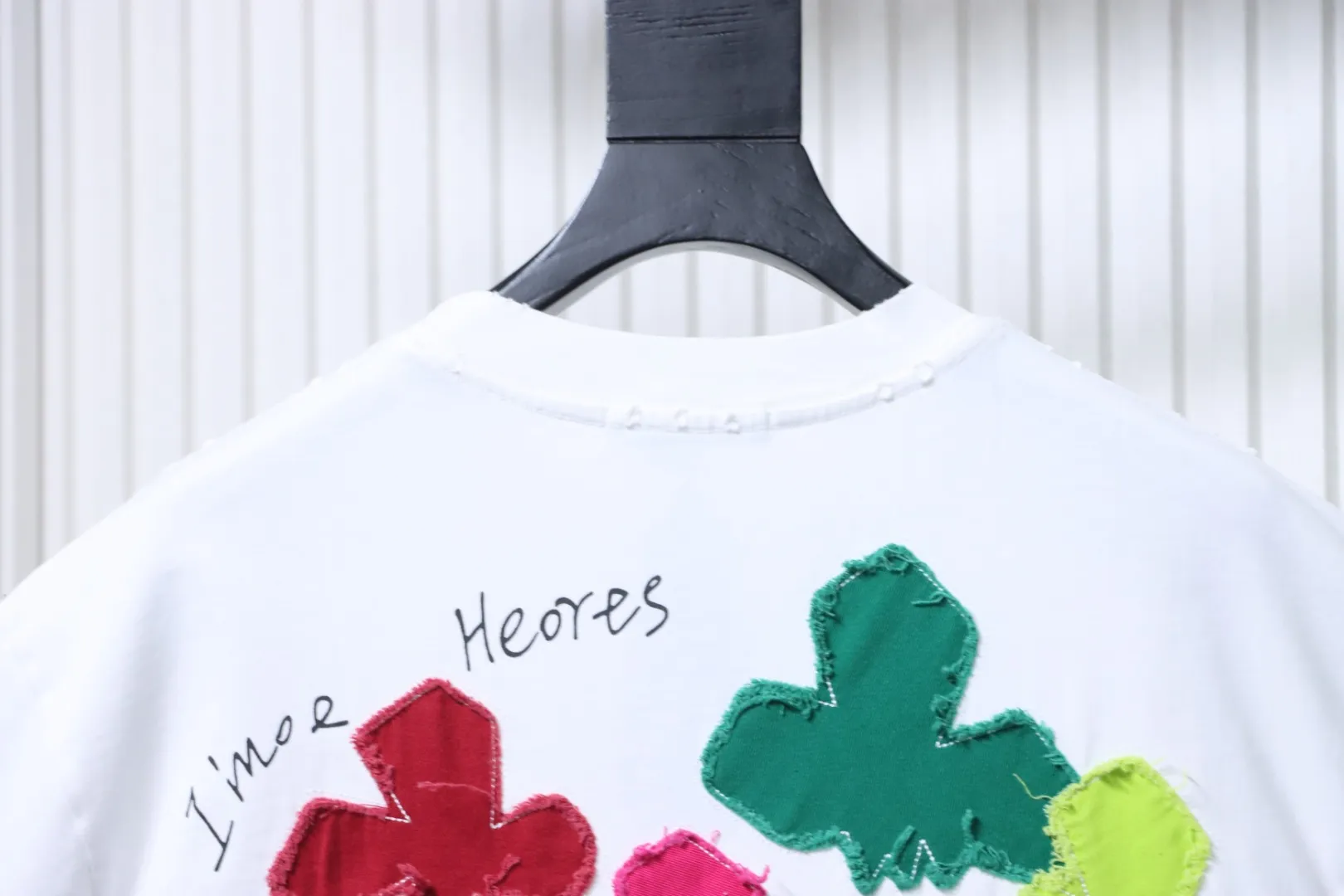 Floral Appliqué Embroidered T-Shirt - Rear View Details