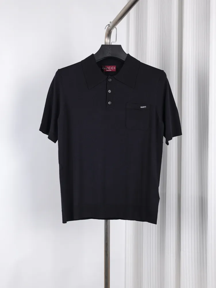 Intarsia Pocket Knit Polo T-Shirt