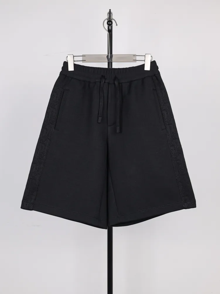 Jacquard Side Panel Drawstring Shorts