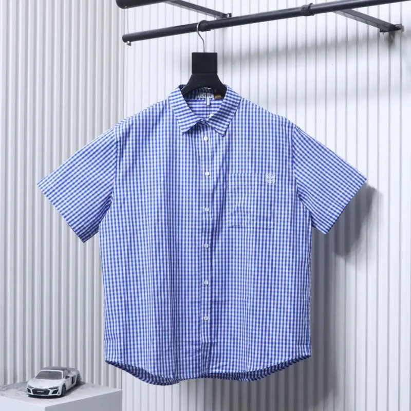 Logo Embroidered Check Short Sleeve T-Shirt