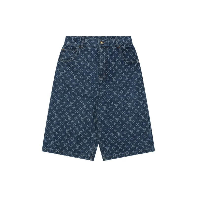 Monogram Denim Cropped Shorts