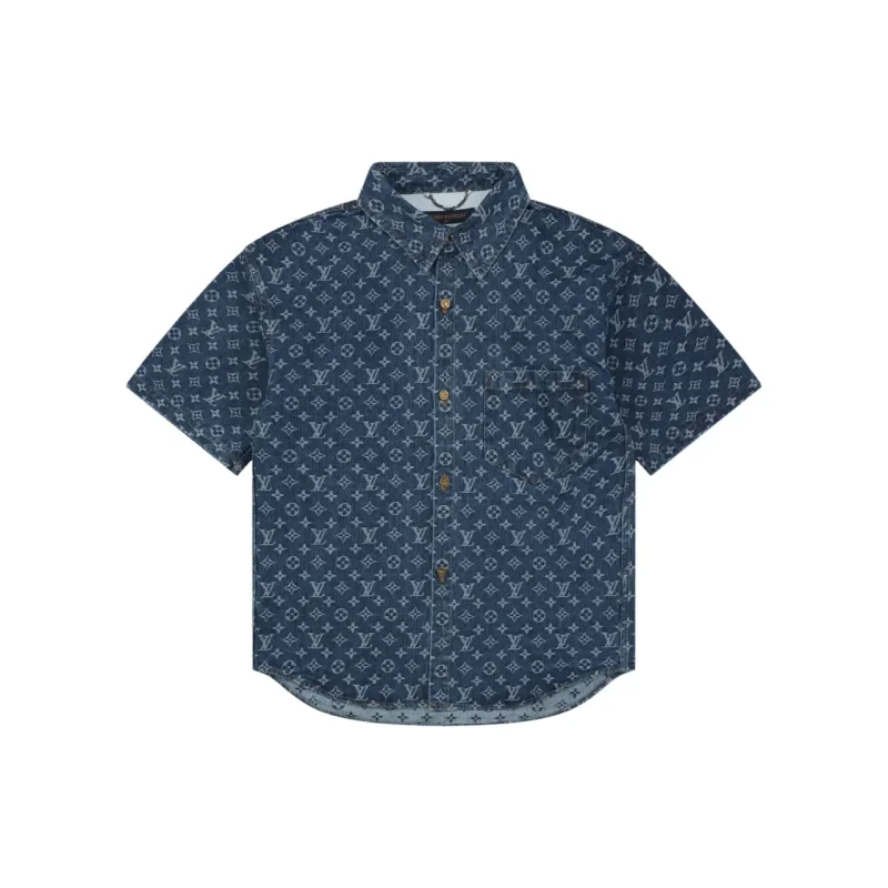 Monogram Denim Short Sleeve Shirt