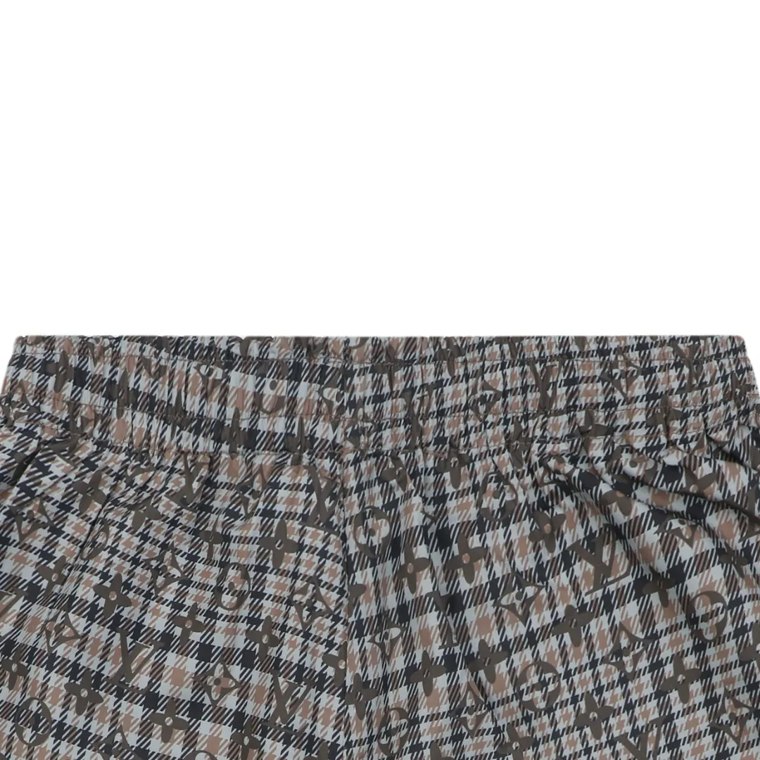 Monogram Plaid Casual Shorts - Waistline