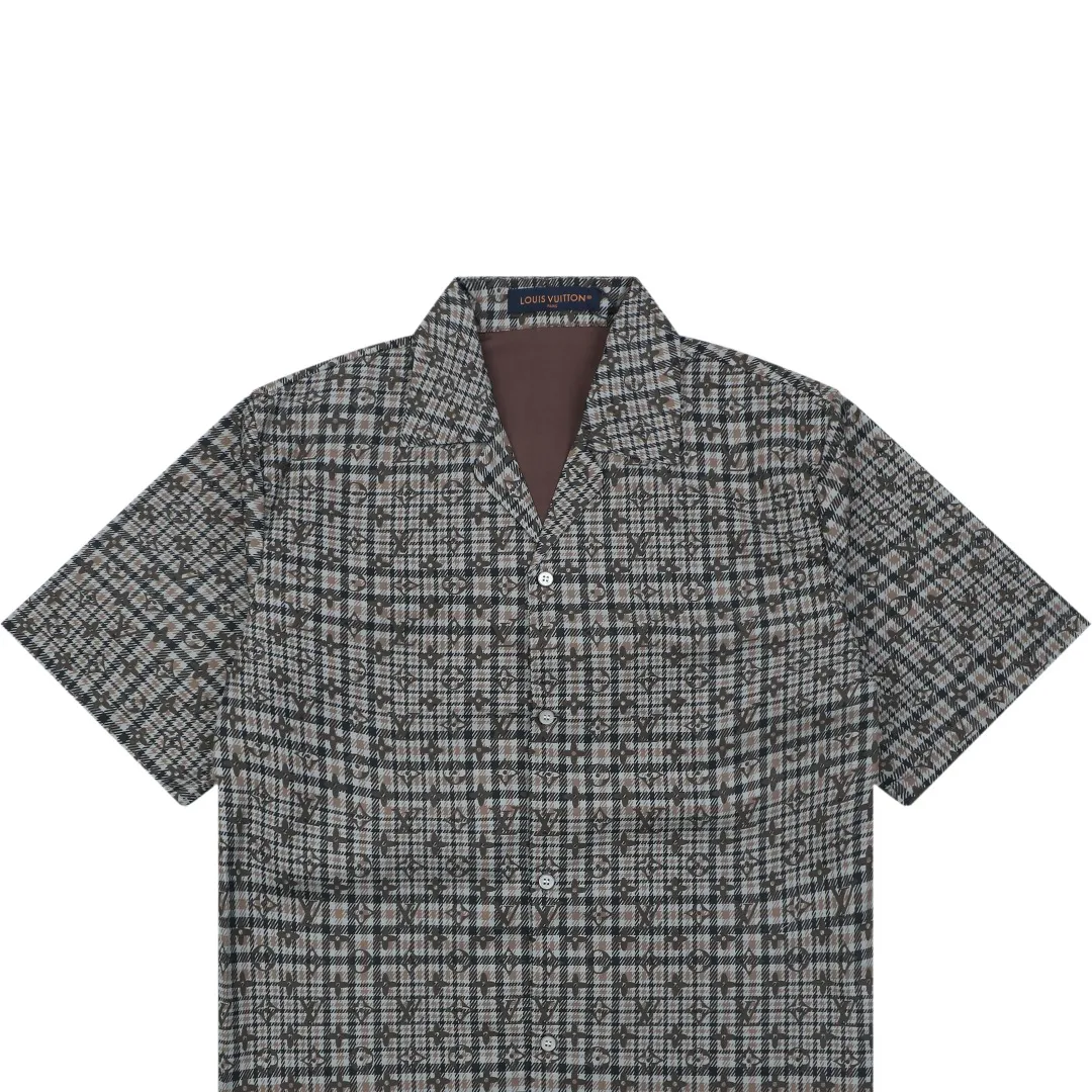 Monogram Plaid Cuban Collar T-Shirt - Details