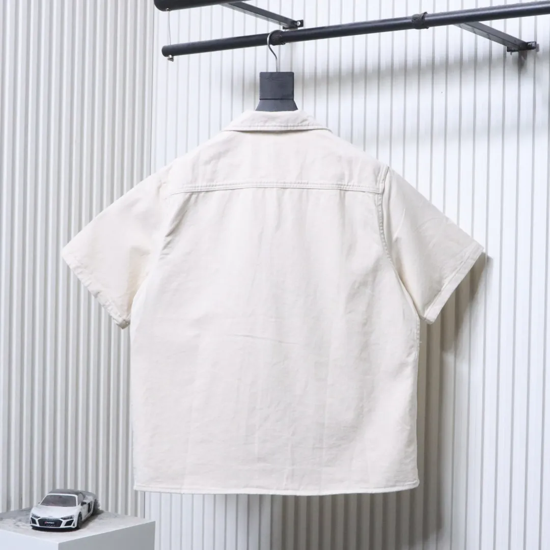 Pocket V Logo Denim Short Sleeve T-Shirt - Rear View
