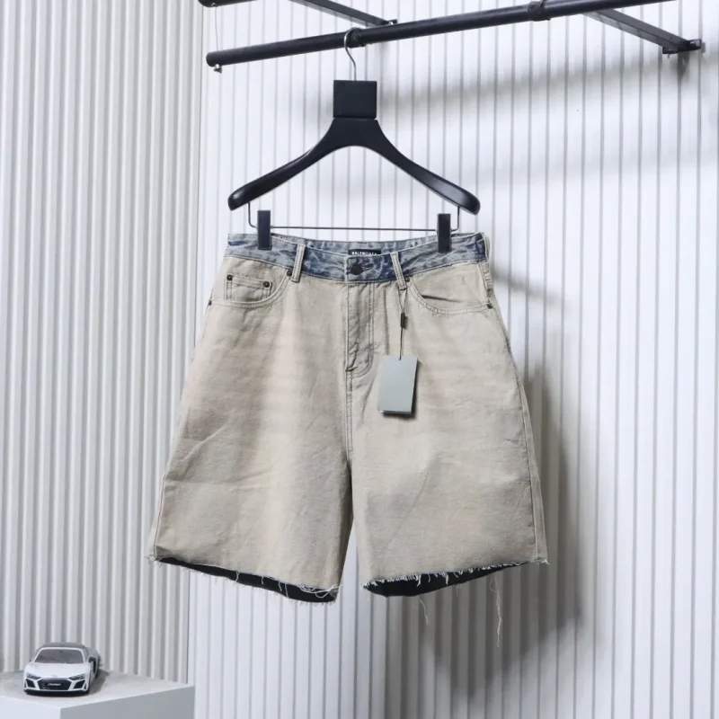 Reversible Washed Denim Shorts