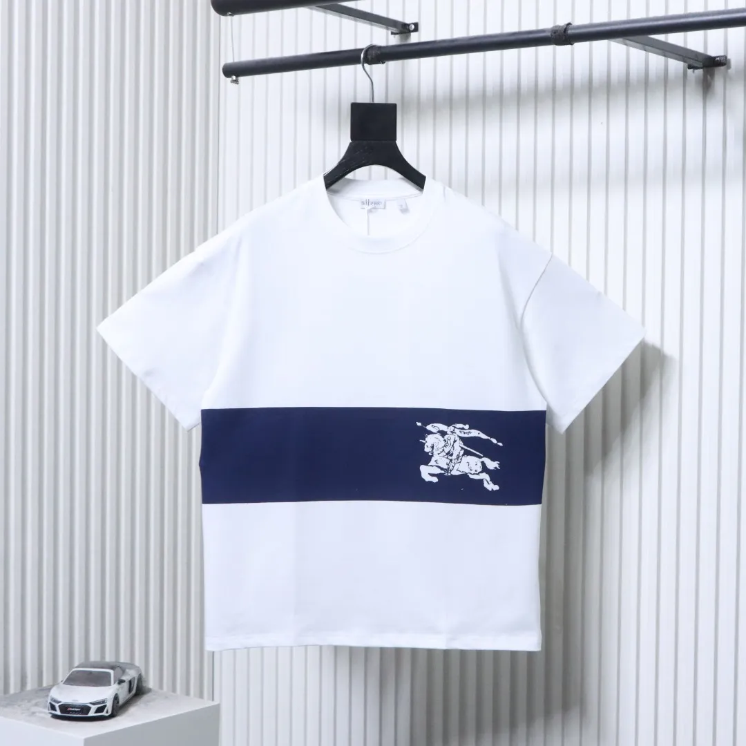 Striped Horse Print Short Sleeve T-Shirt - front View