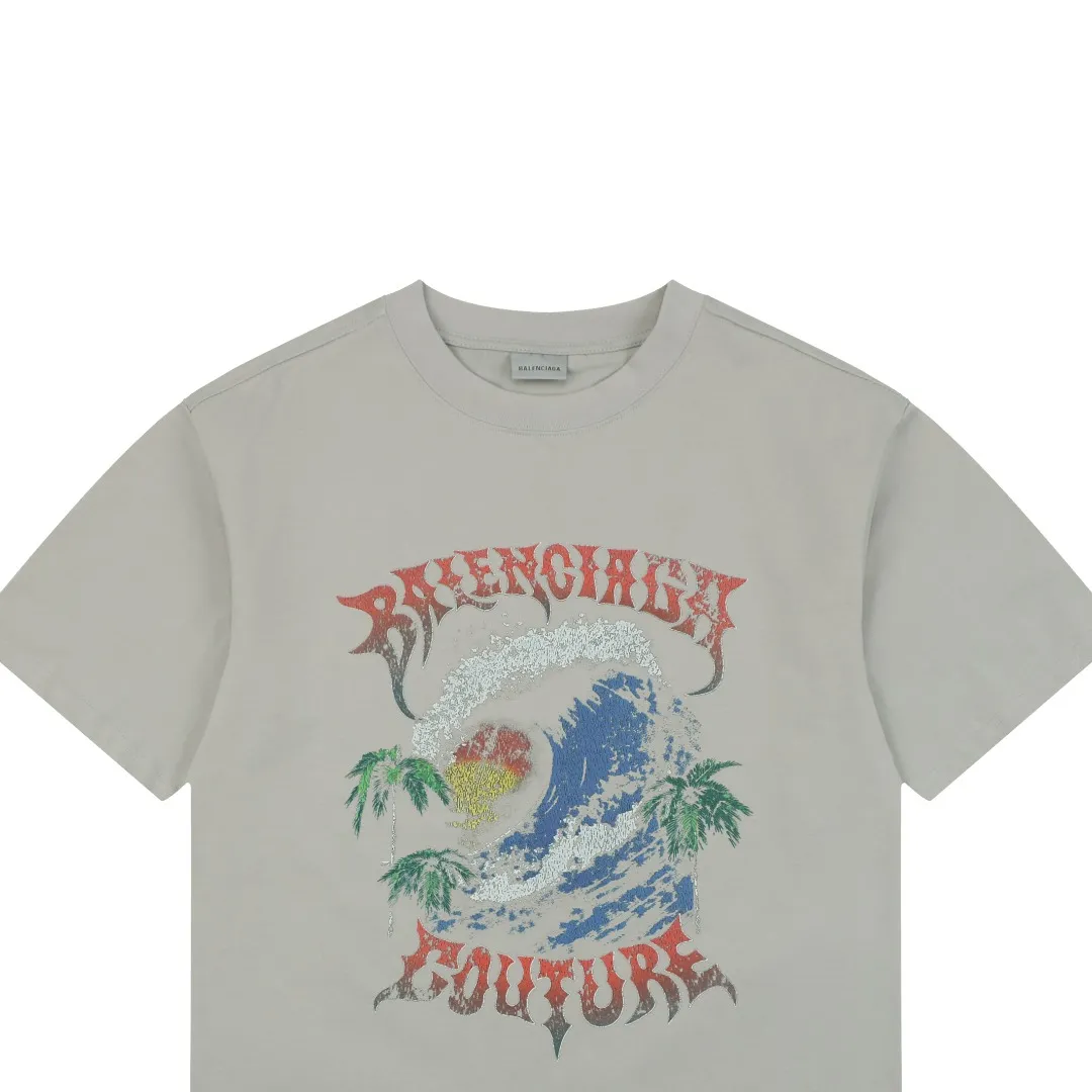 Sunset Wave Graphic Oversized T-Shirt - Details
