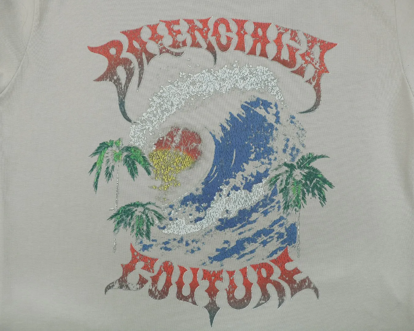 Sunset Wave Graphic Oversized T-Shirt - Logo
