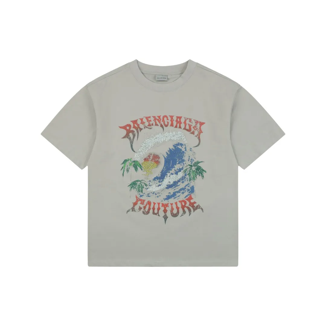 Sunset Wave Graphic Oversized T-Shirt