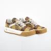 Tilted cow leather biscuit shoes, yellow and brown plaid2