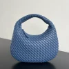Woven bag, Nappa lambskin, blue. Dimensions: 35x21x5 cm