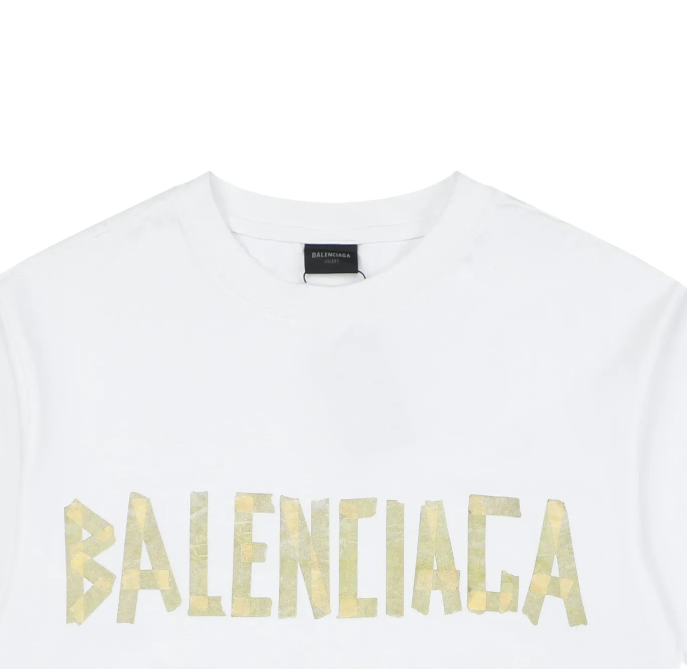 Yellow Tape Logo Print Oversized T-Shirt - Details