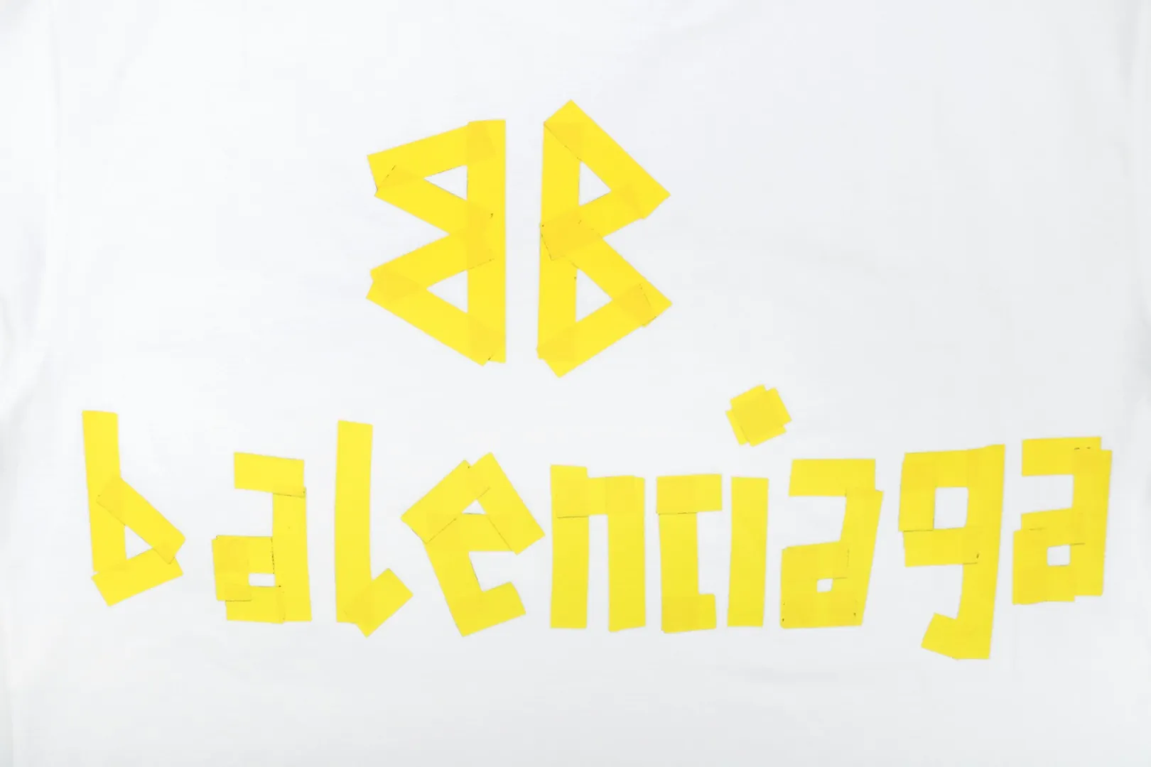 Yellow Tape Logo Print Oversized T-Shirt - Logo