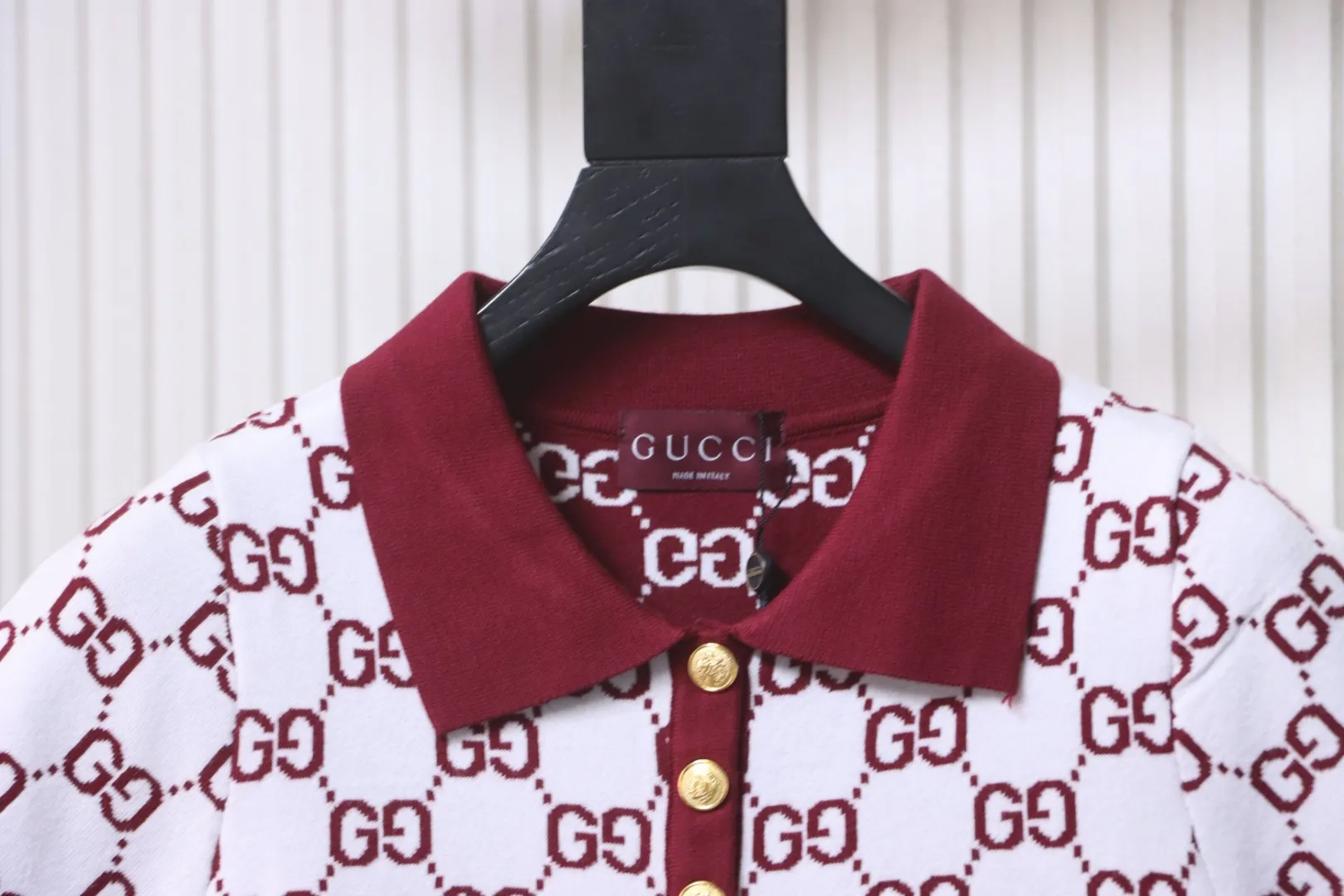 All-Over Jacquard Knit Polo T-Shirt - Collar