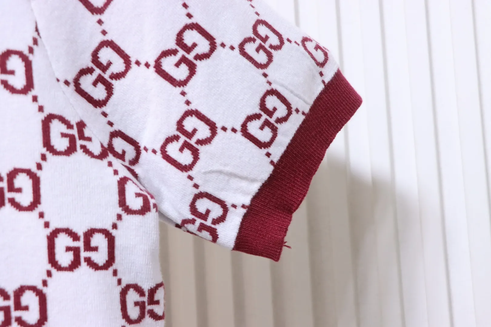 All-Over Jacquard Knit Polo T-Shirt - Cuff
