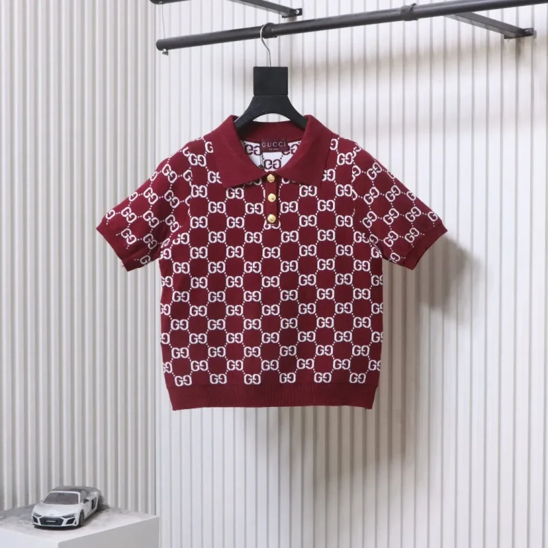 All-Over Jacquard Knit Polo T-Shirt