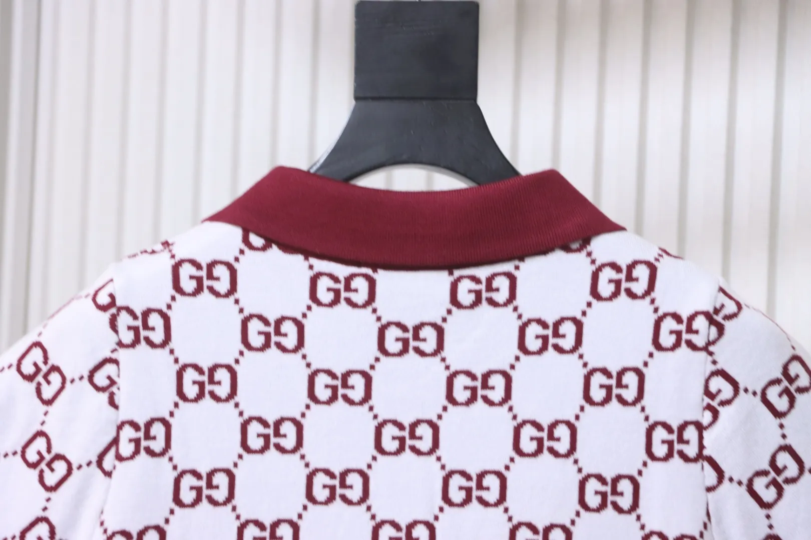 All-Over Jacquard Knit Polo T-Shirt - Rear Collar