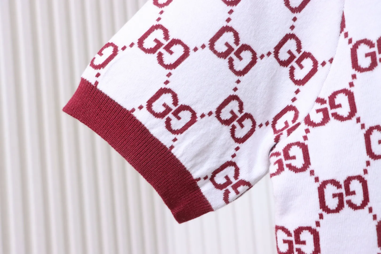 All-Over Jacquard Knit Polo T-Shirt - Sleeve
