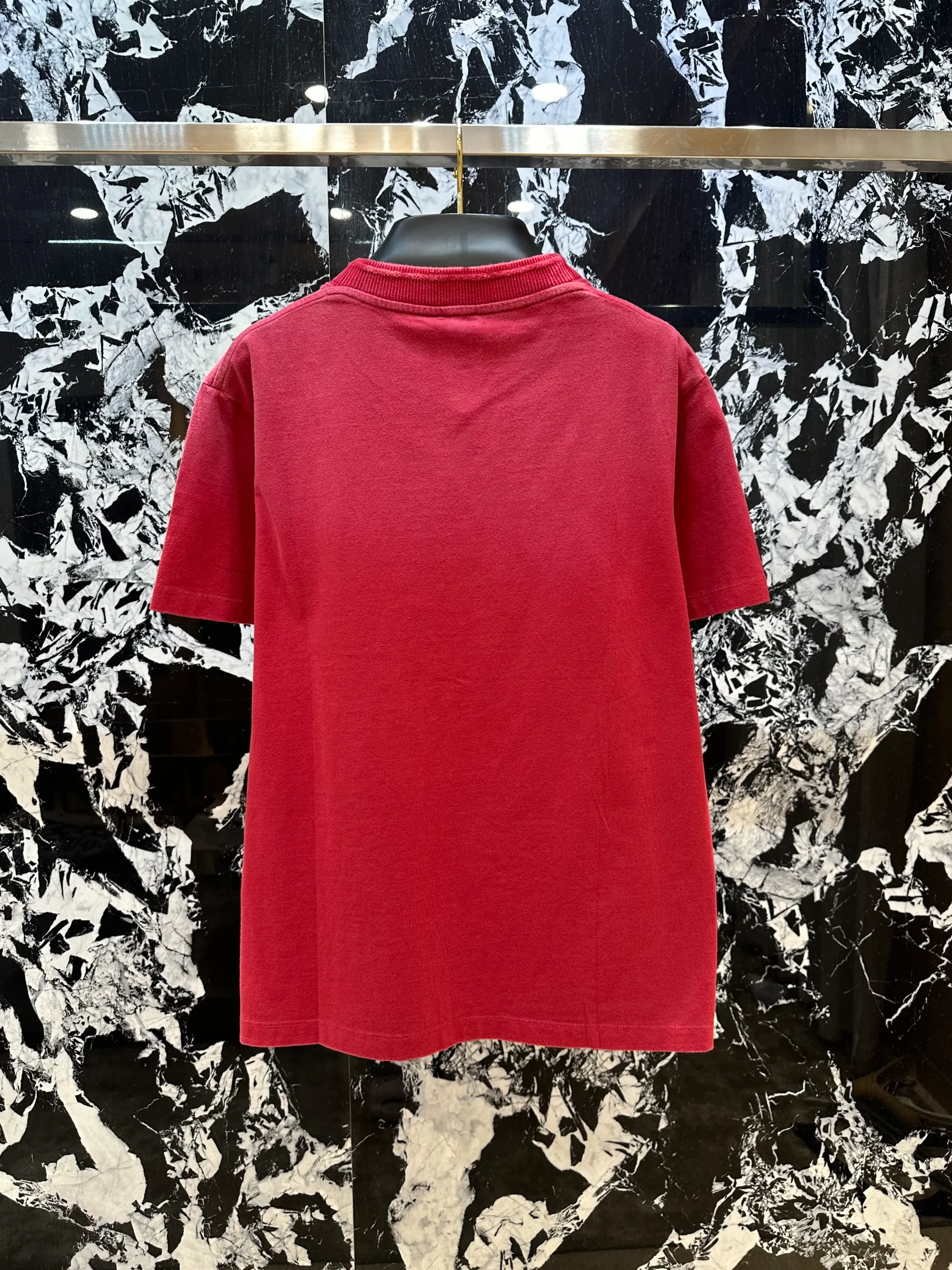 Anagram Embroidered Cotton T-Shirt - Rear View Red