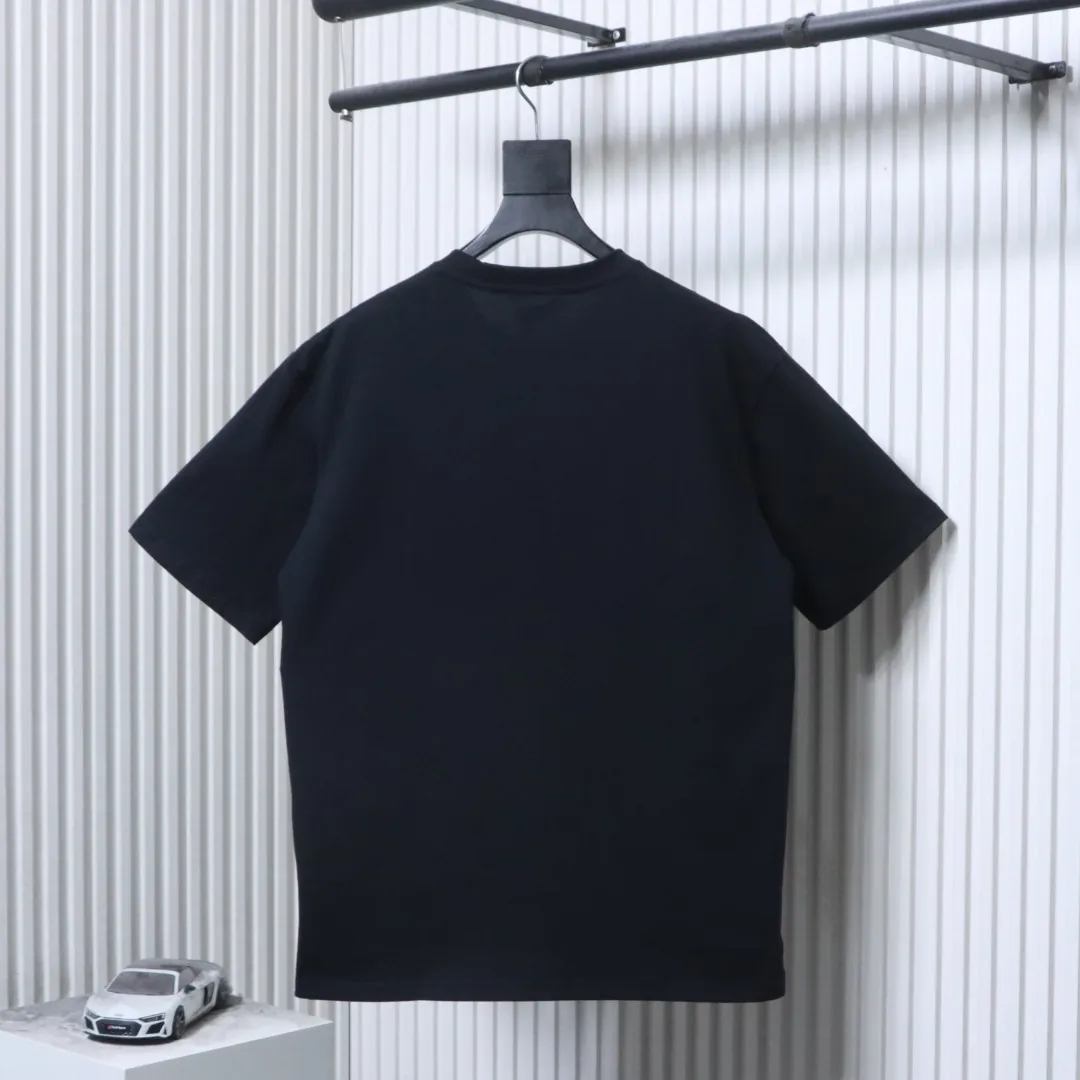 Double-B Embroidered Crew Neck T-Shirt - Rear View Black