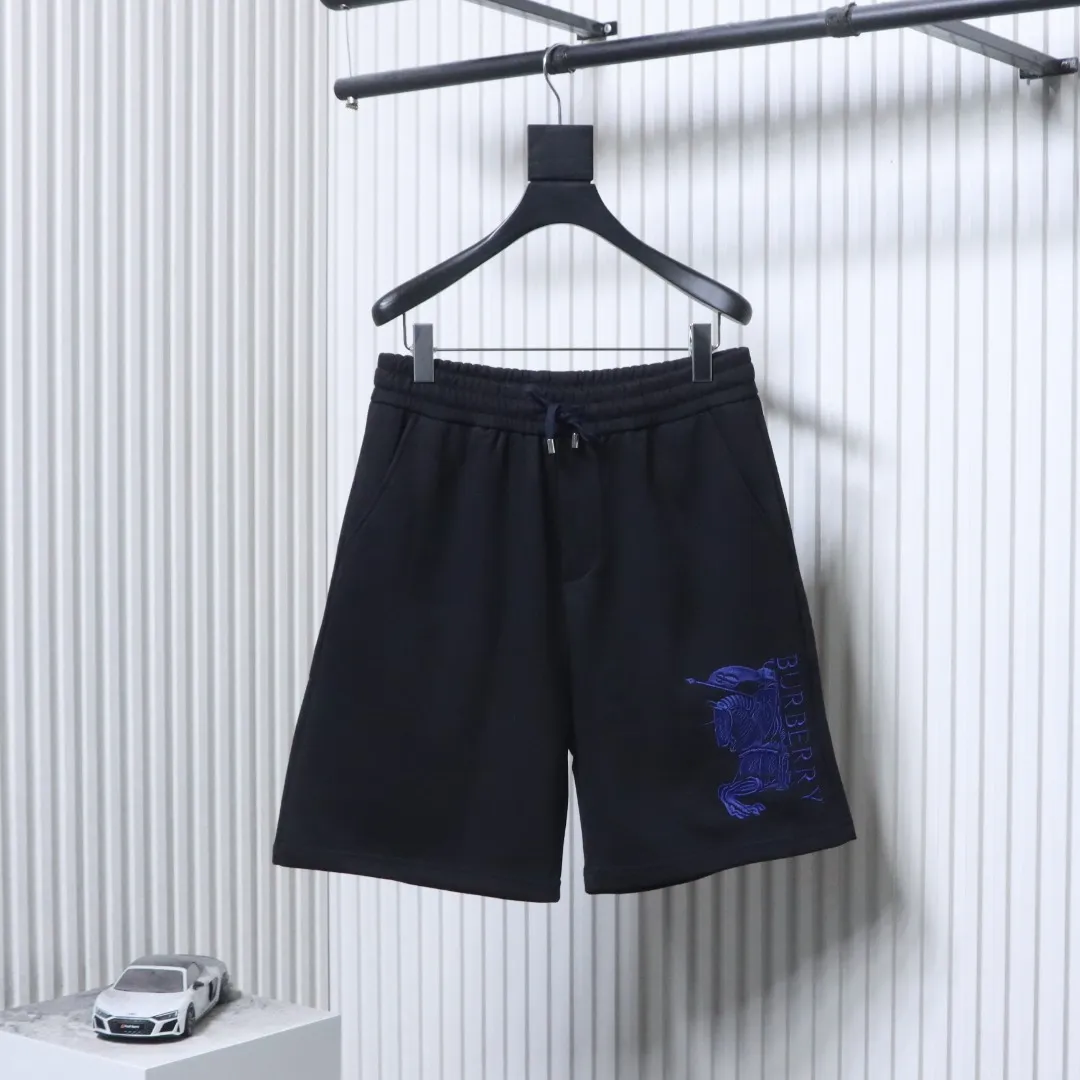 Equestrian Embroidered Shorts - Front View Black