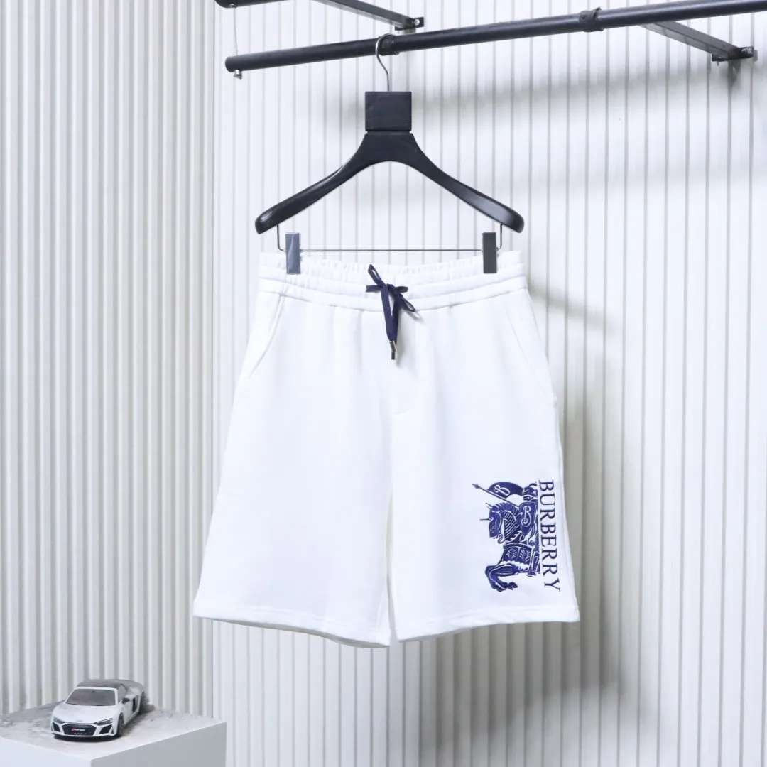 Equestrian Embroidered Shorts - Front View White