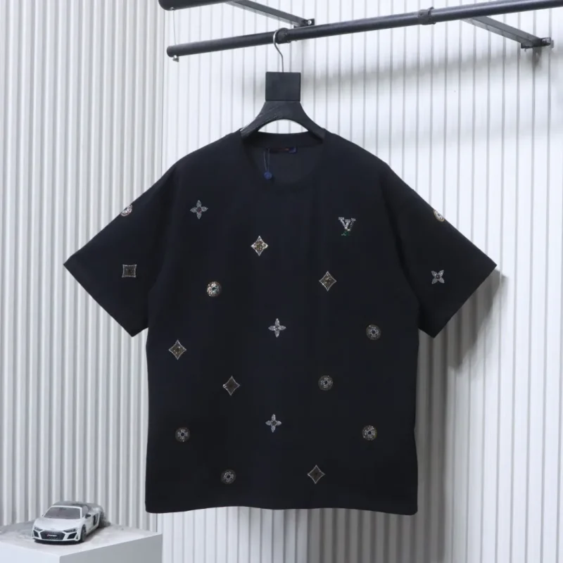 Floral Rhinestone Logo Short Sleeve T-Shirt