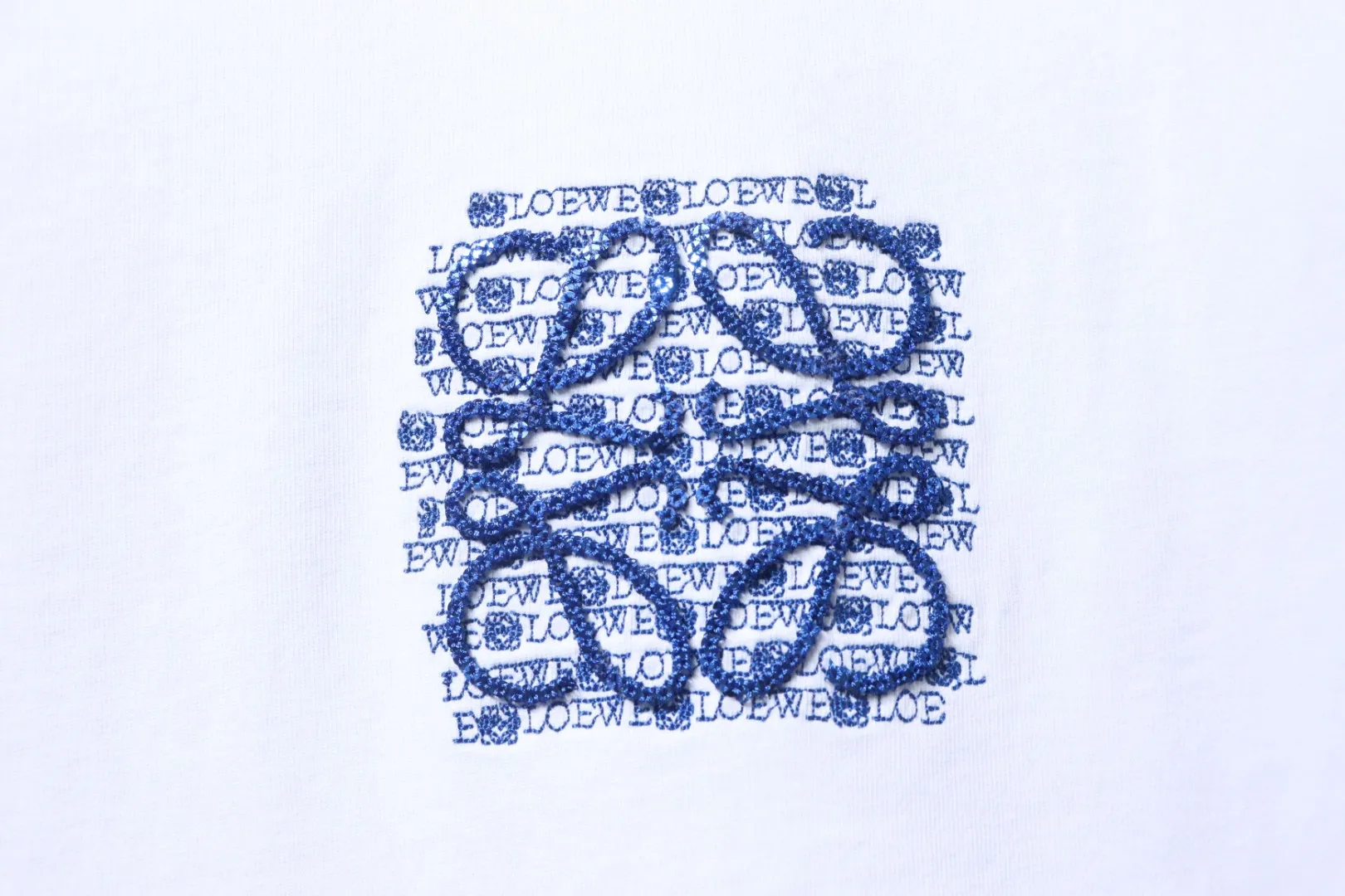Geometric Iridescent Sequin Embroidered Crew Neck T-Shirt - Brand Logo
