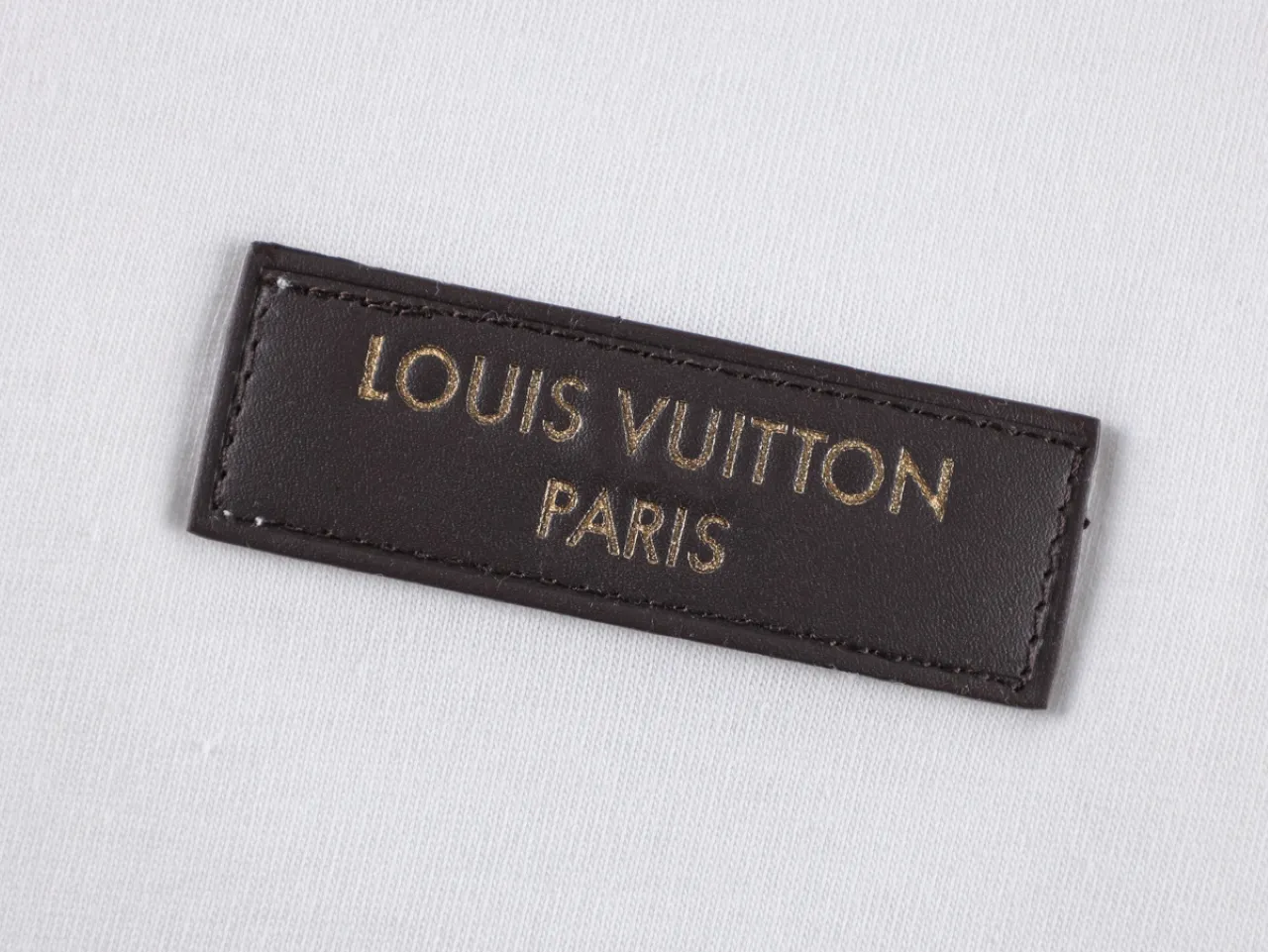 Gold-Plated Leather Logo Washed T-Shirt - Brand Tag
