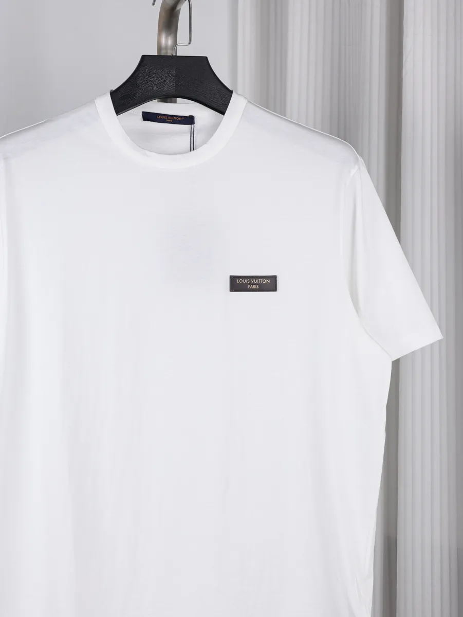 Gold-Plated Leather Logo Washed T-Shirt - Detail
