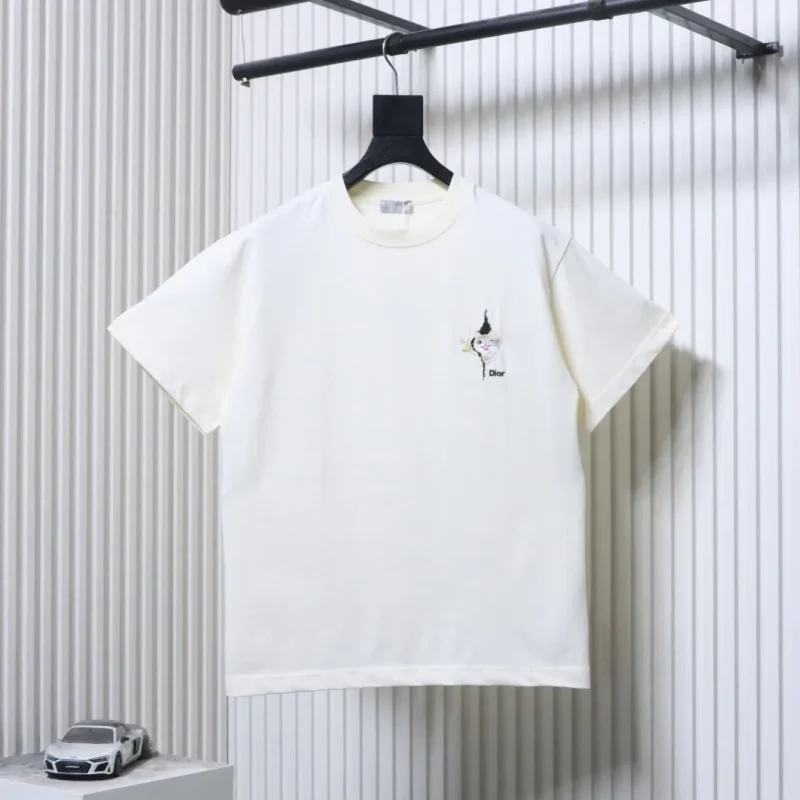 Kitten Embroidered Short Sleeve T-Shirt