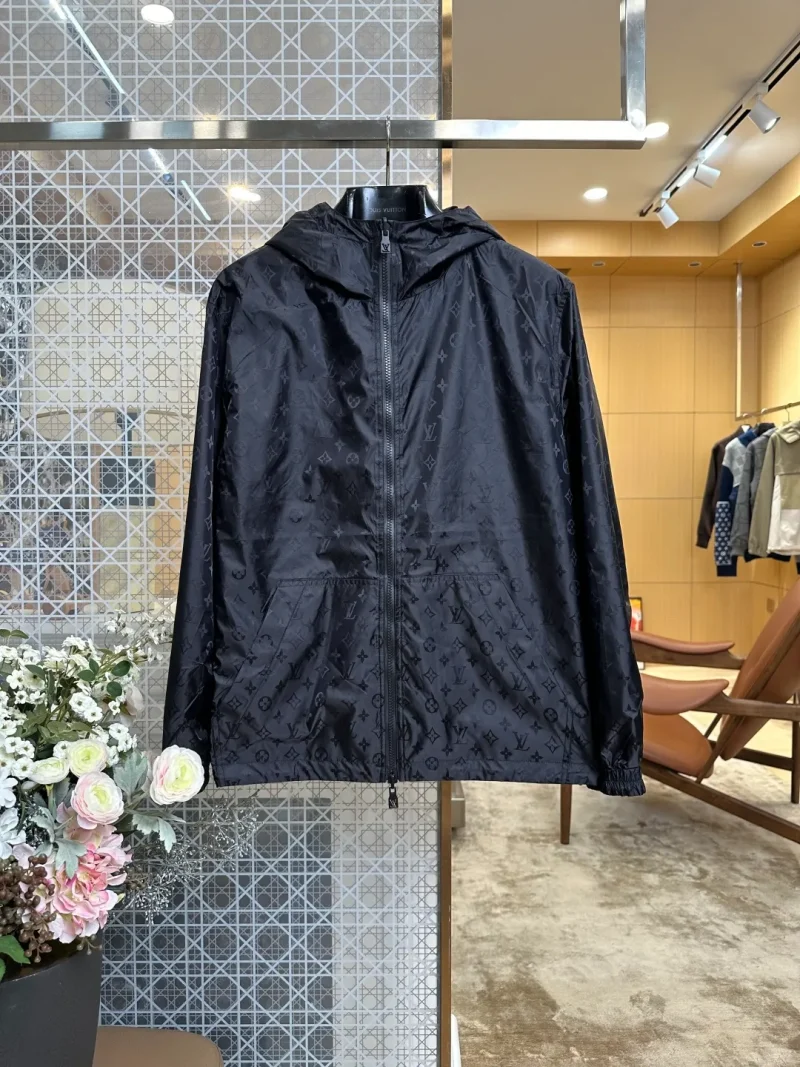 Leather Label Monogram Reversible Hooded Jacket